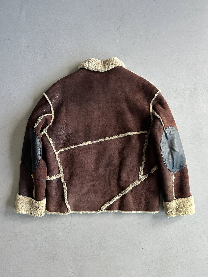 ZINO & JUDY - 1990s PANELED SHEARLING BOMBER JACKET