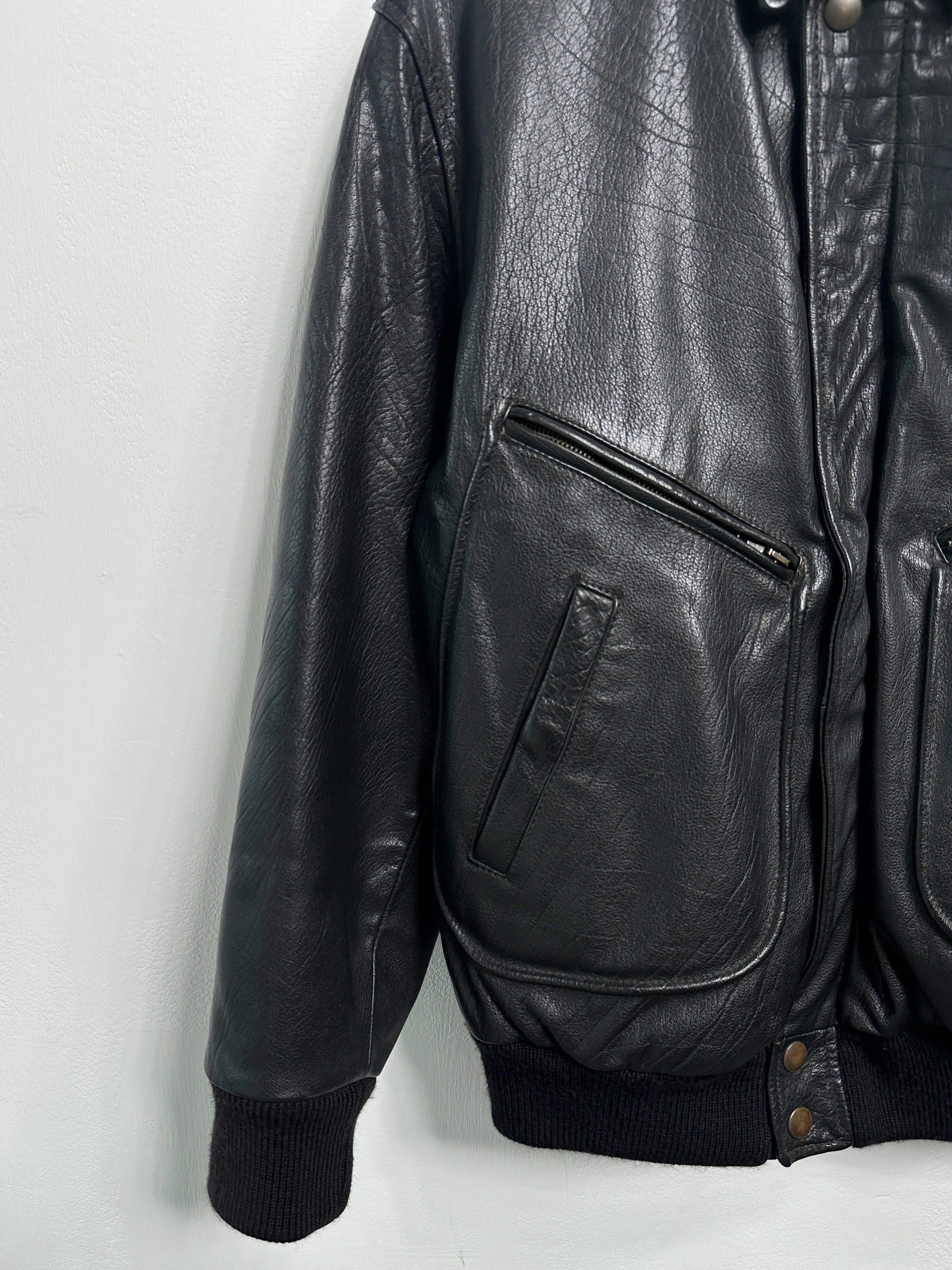 EMPORIO ARMANI - 1980s LEATHER BOMBER JACKET