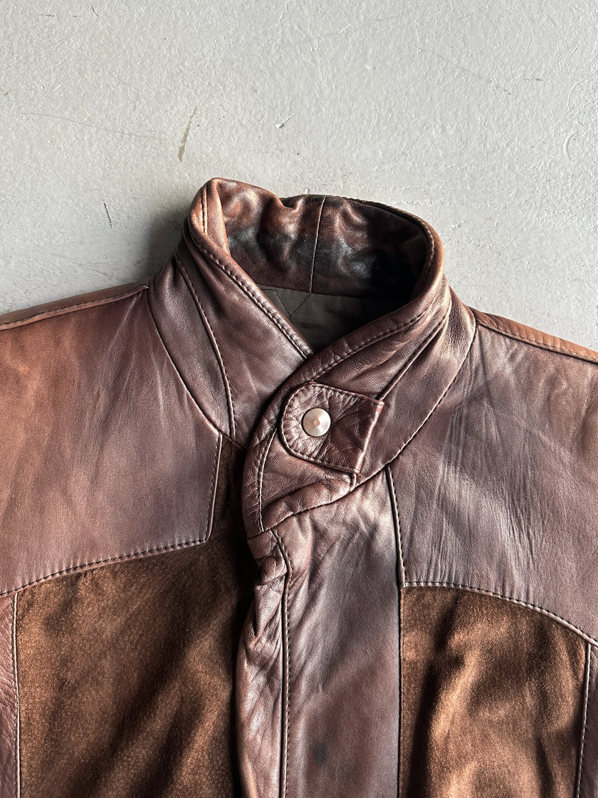 SPANISH LABEL 1980s PANELED LEATHER JACKET
