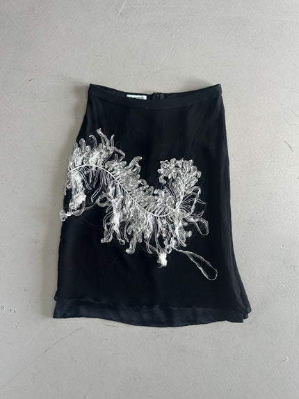 ANDREW GN - S/S 2001 FRONT APPLIQUÉ LAYERED SILK SKIRT