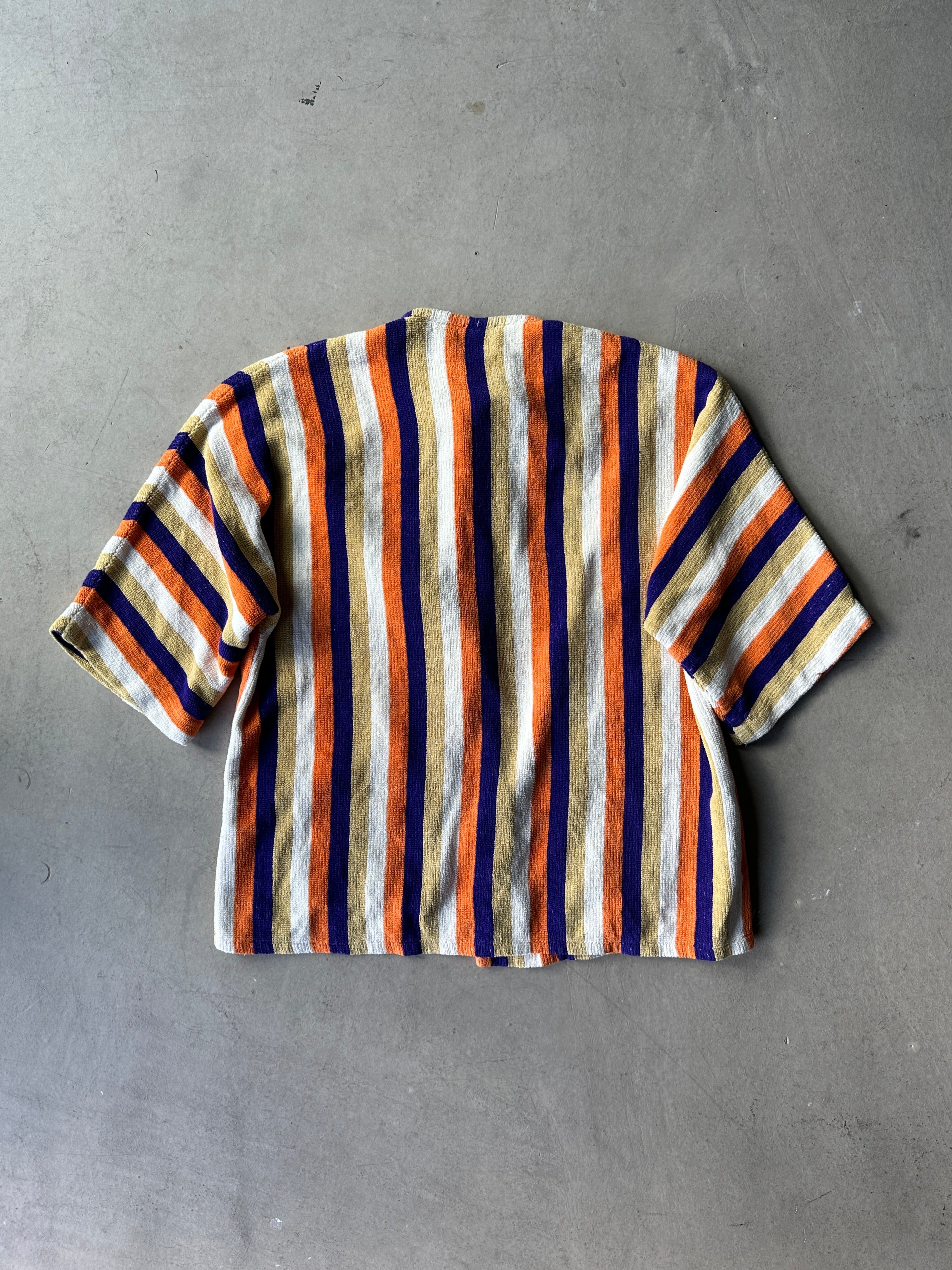 1990s ROUND NECK STRIPED CARDIGAN