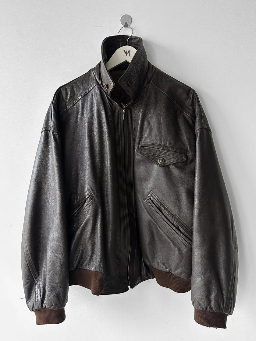 VERSACE - 1990S LEATHER BOMBER JACKET