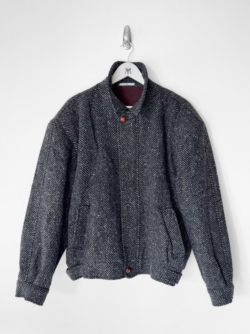 VALENTINO - 1980s BOXY FIT HERRINGBONE BOMBER JACKET
