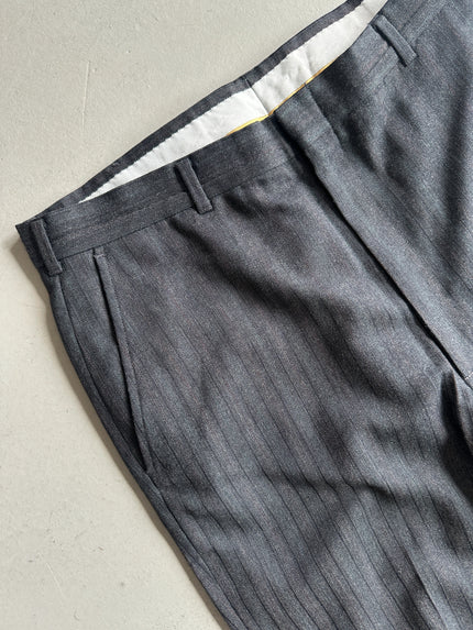 1990s PINSTRIPED STRAIGHT FIT TAILORED TROUSERS