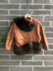 1980s QUILTED JACKET WITH FOX FUR DETAILS