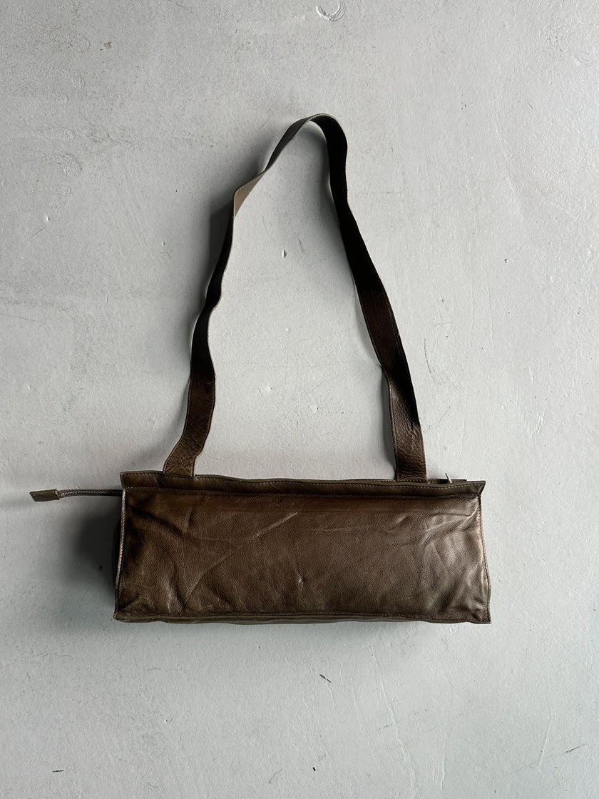 KRIZIA - 1990s LEATHER SILHOUETTE SHOULDER BAG