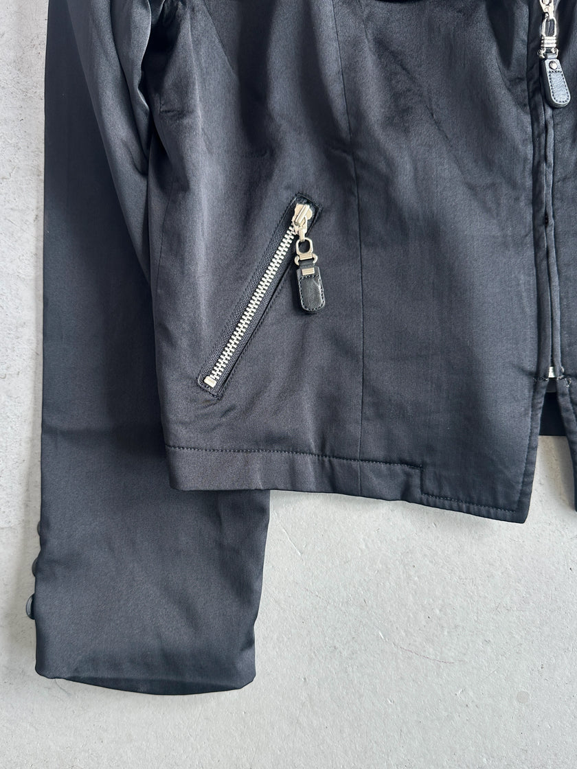 JANNE FAURE - 1990s CROP FIT JACKET WITH WOOL COLLAR