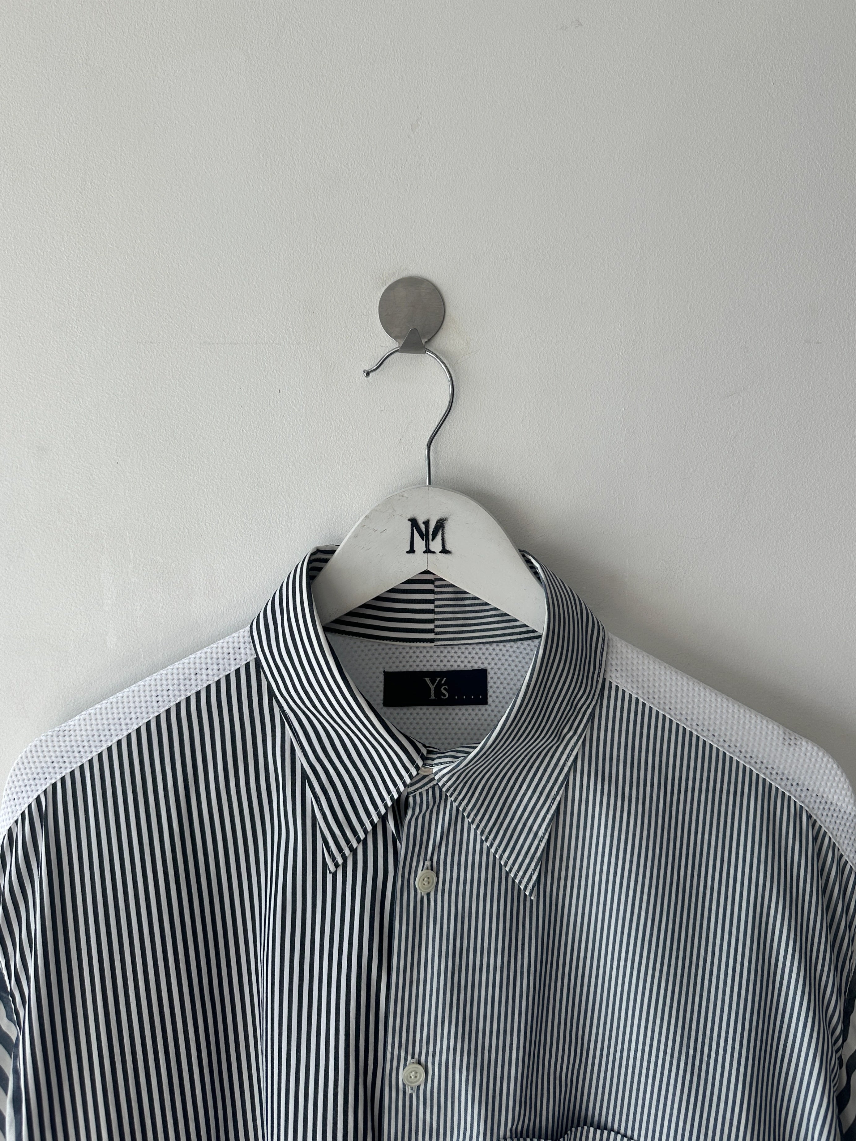 YOHJI YAMAMOTO Y'S - late 2000s DOUBLE LAYER SHORT SLEEVE SHIRT