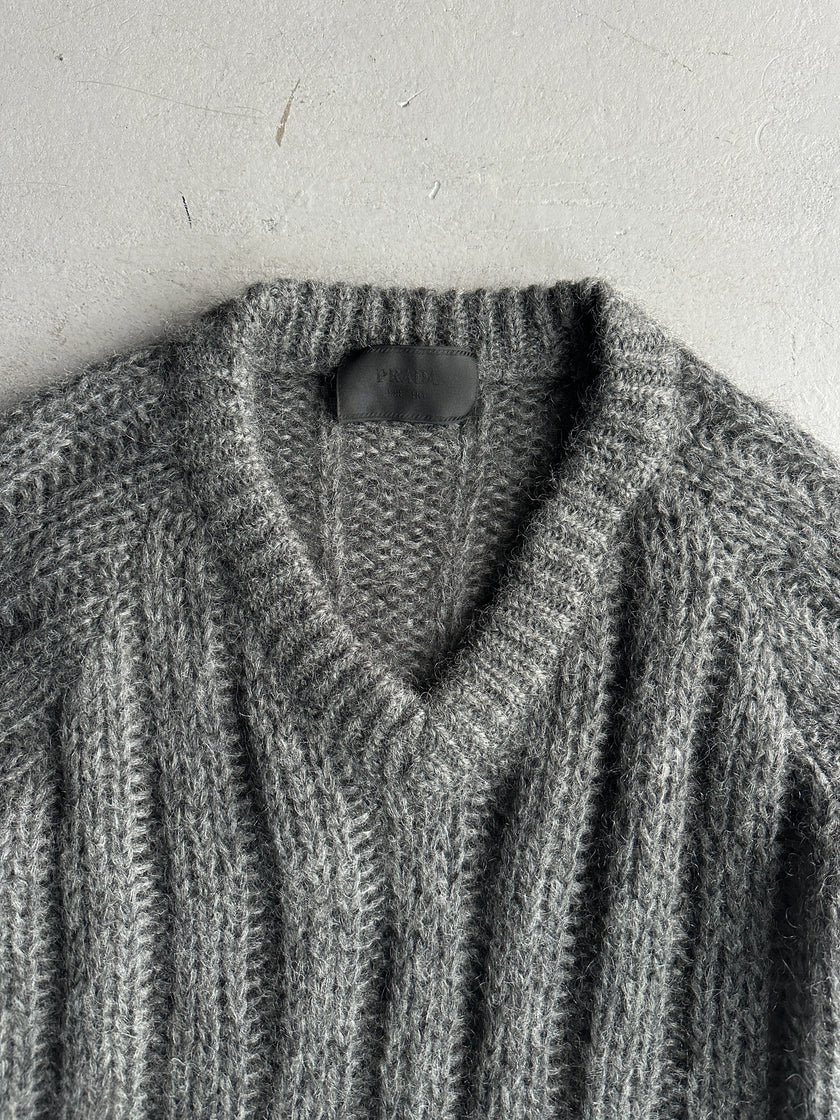 PRADA - A/W 2019 MOHAIR V NECK KNIT JUMPER