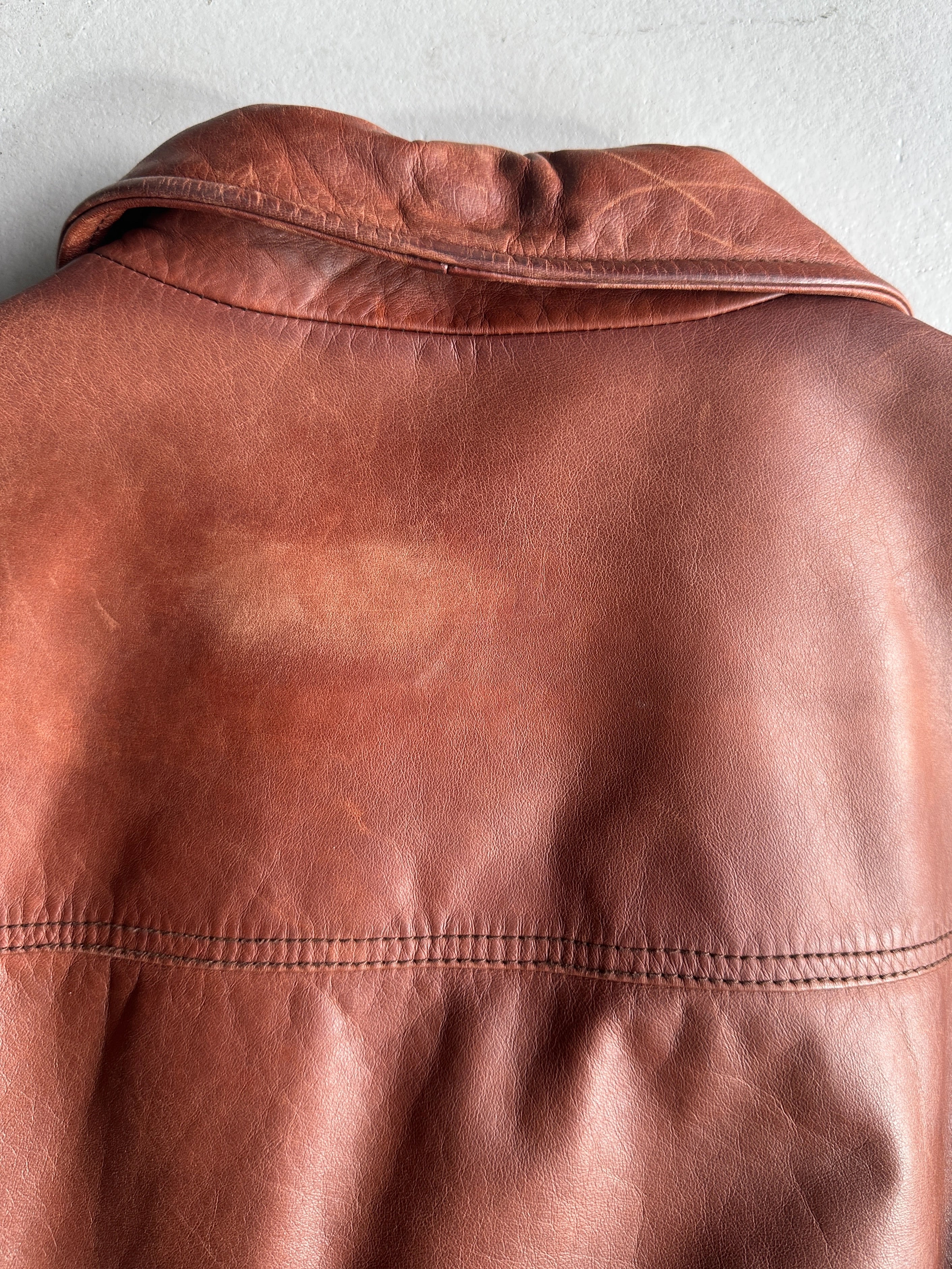 ARMANI JEANS - 1990s STRAIGHT FIT LEATHER JACKET