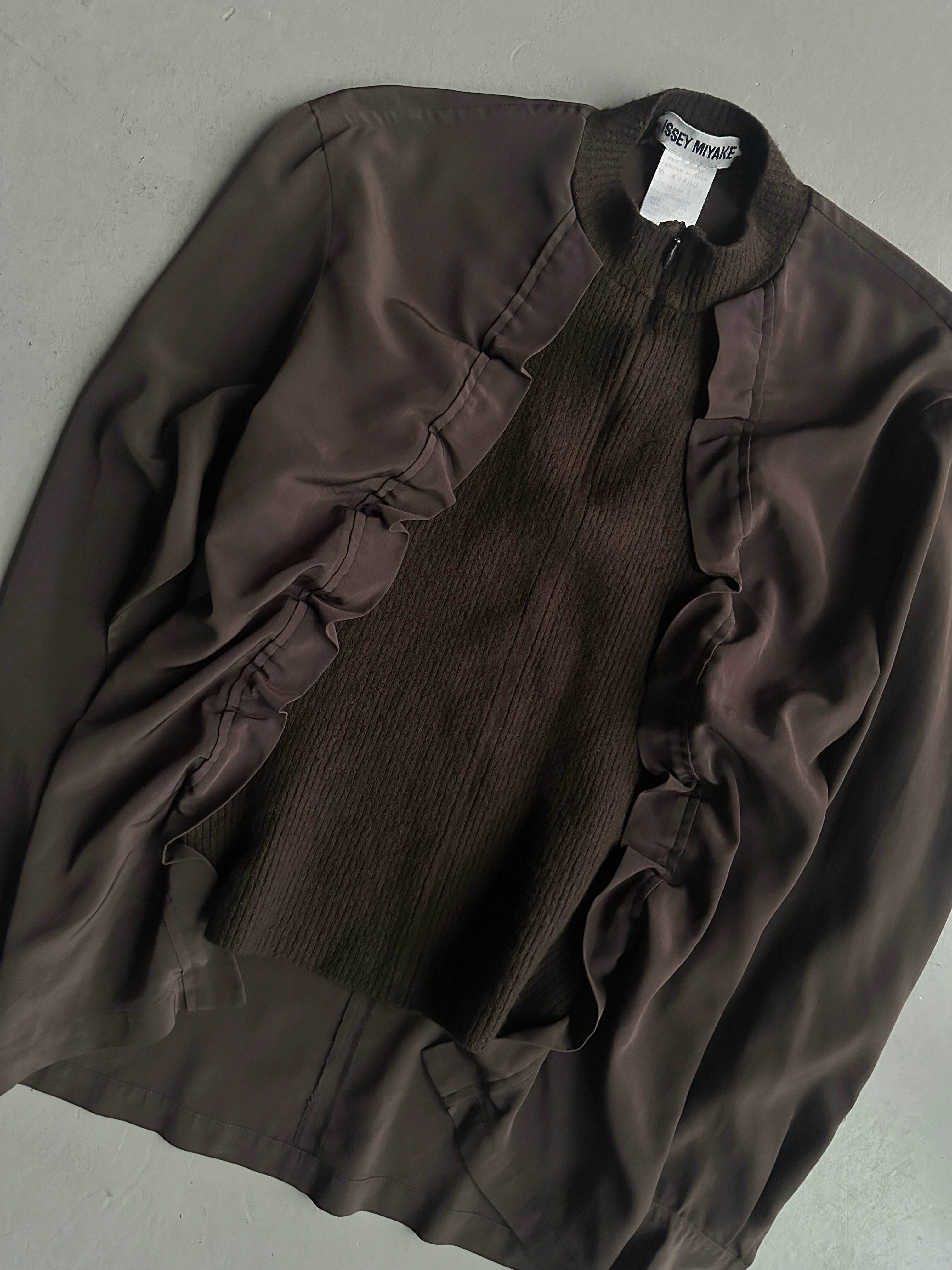 ISSEY MIYAKE - F/W 2007 ASYMMETRICAL RUFFLED FRONT LONG SLEEVE TOP