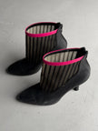 LIMI FEU BY LIMI YAMAMOTO - 2000s LEATHER ANKLE BOOTS WITH SHEER MESH PANEL