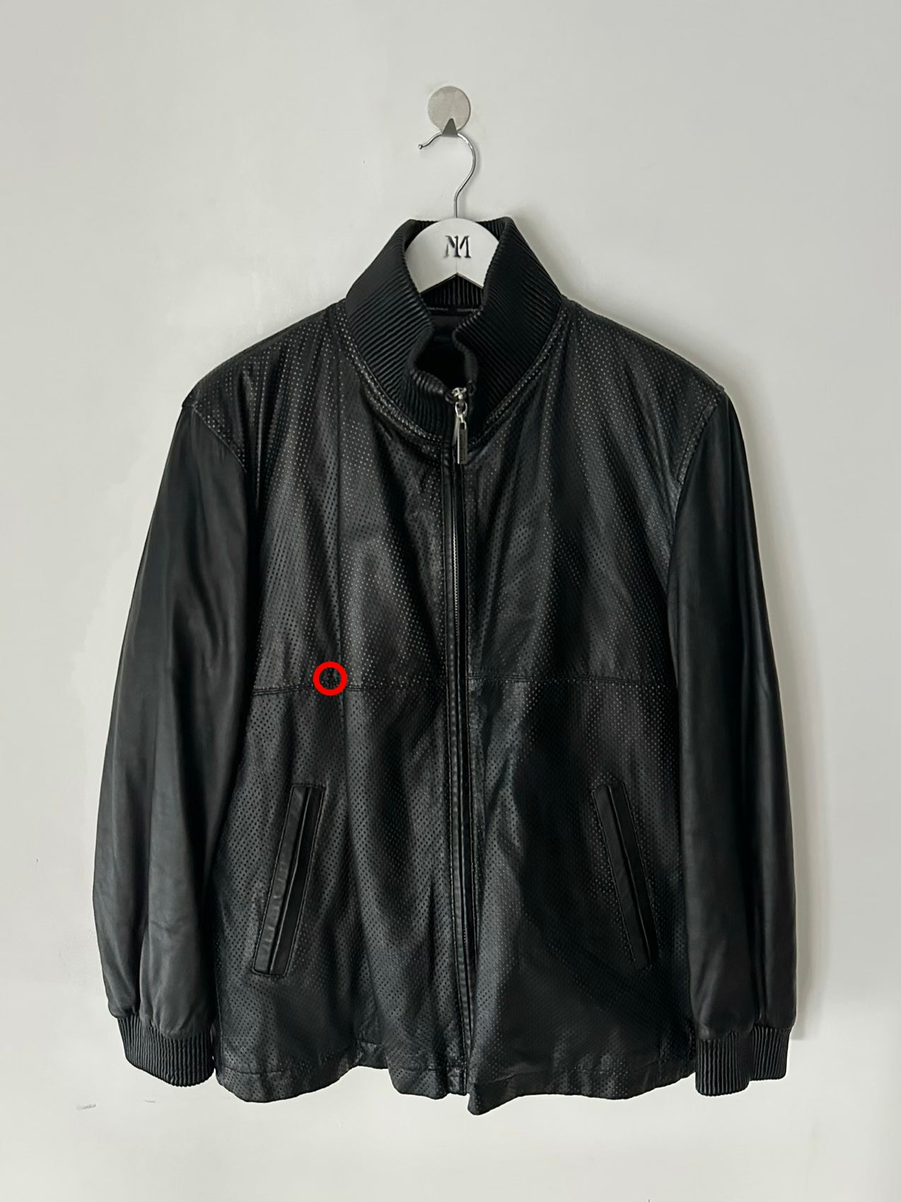 JEAN PAUL GAULTIER OBJET - 1990s PERFORATED LEATHER JACKET WITH ZIP OFF FUR LINING