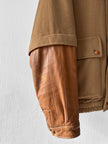 PIERRE BALMAIN - 1980s PANELED BOMBER JACKET WITH CONTRASTING LAYERED LEATHER SLEEVE