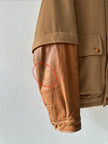 PIERRE BALMAIN - 1980s PANELED BOMBER JACKET WITH CONTRASTING LAYERED LEATHER SLEEVE