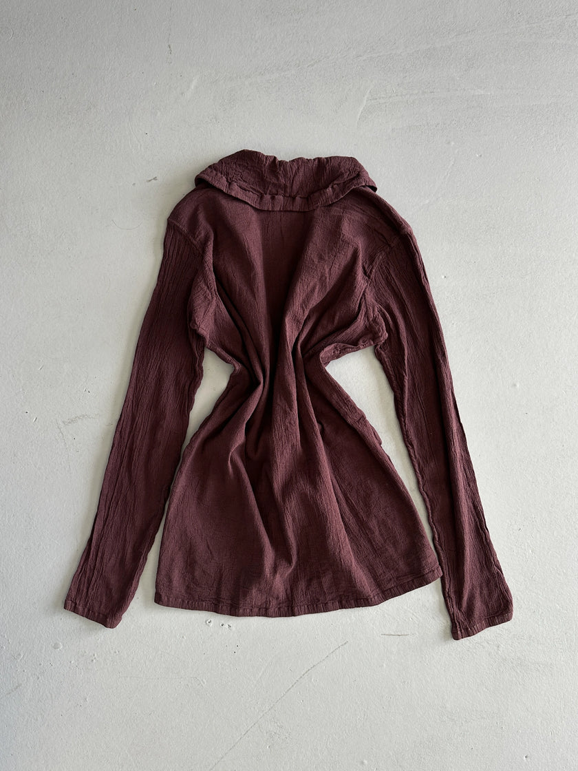 ISSEY MIYAKE ME - S/S 2004 RUCHED FRONT LONG SLEEVE TOP