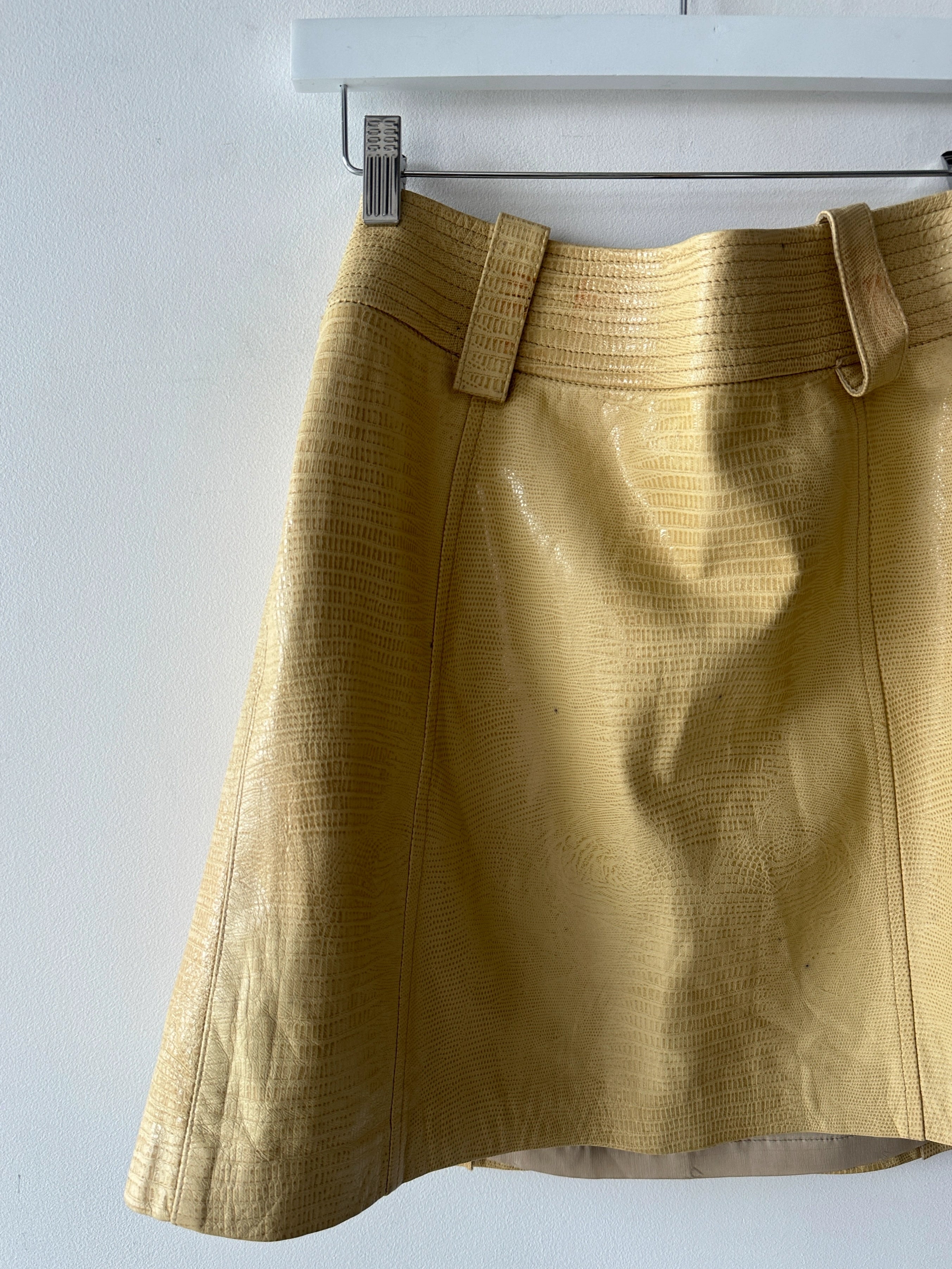DOLCE & GABBANA - S/S 2004 EMBOSSED LEATHER MINI SKIRT