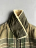 GIANFRANCO FERRÉ - 1980s FUR COLLAR PLAID JACKET WITH CONTRASTING NYLON SLEEVE