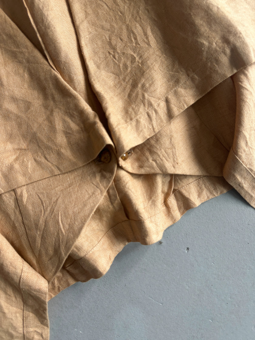 ISSEY MIYAKE - 1990s CROP FIT LINEN CAPE BLOUSE