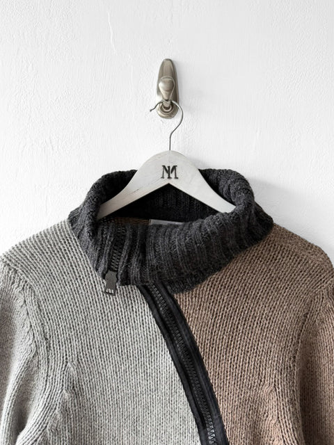 DANIELE ALESSANDRINI - 2000s KNIT JUMPER WITH ASYMMETRICAL FRONT ZIP