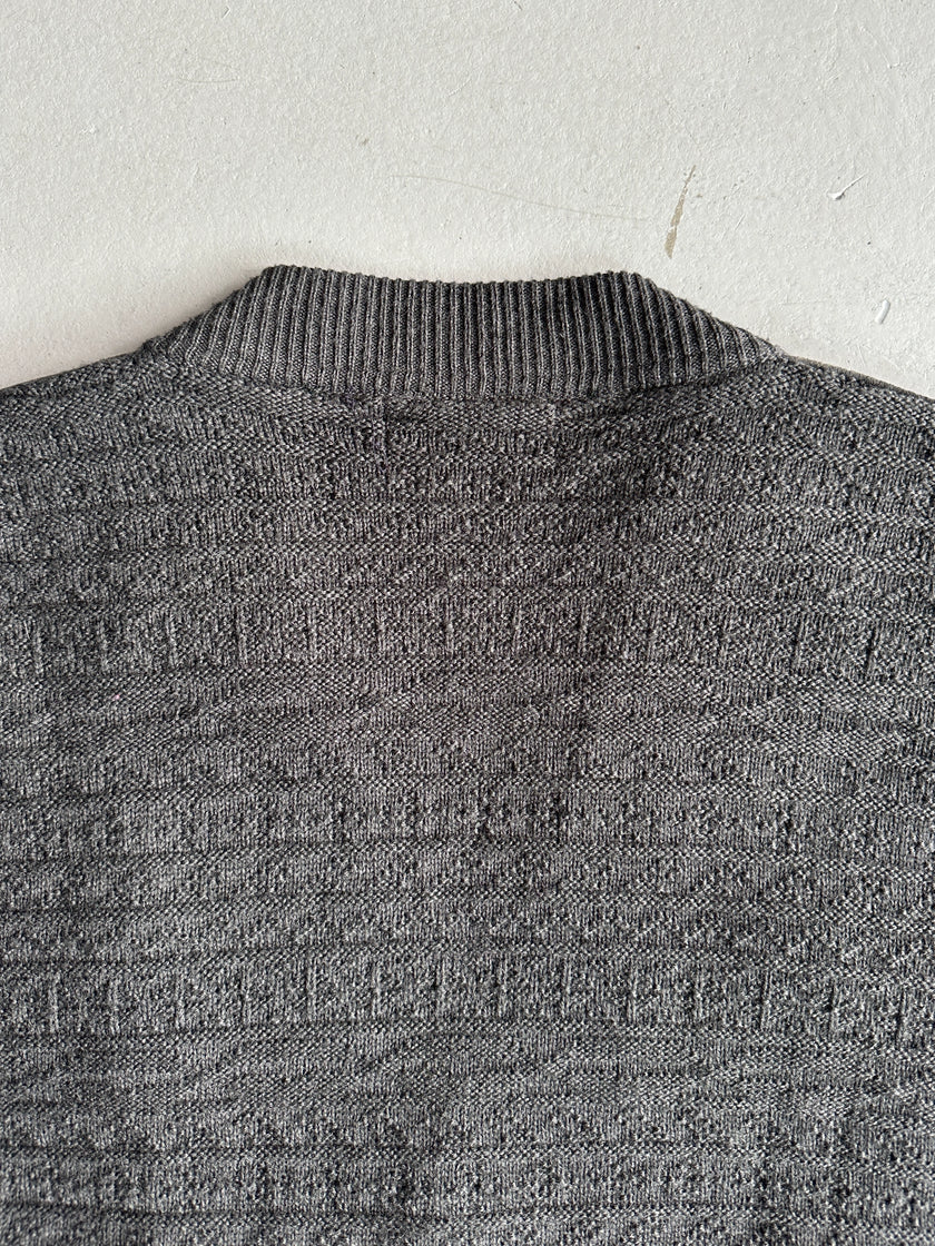 VALENTINO - 1990s PANELED WOOL CARDIGAN WITH SUEDE PATCHES