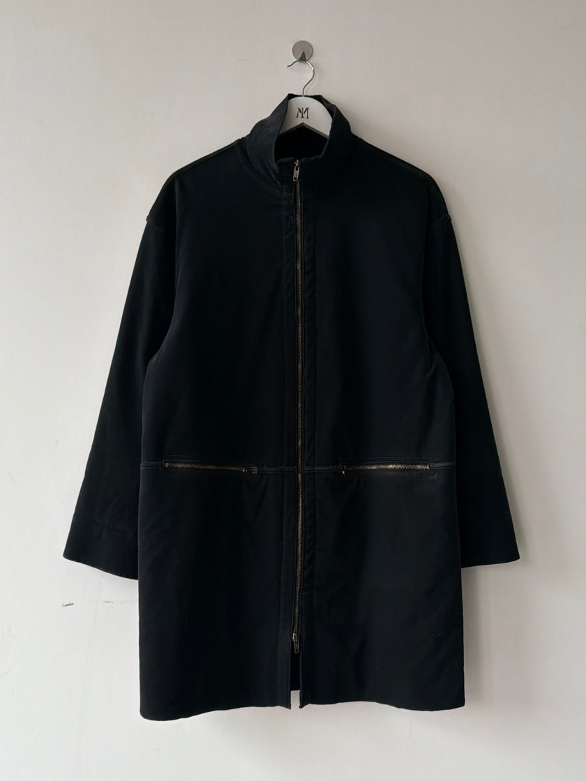 ARMANI JEANS - 1990s FUNNEL NECK ZIPPED VELVETY JACKET