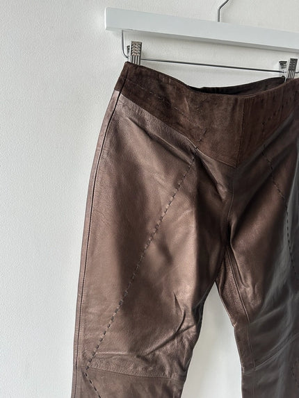 GIANFRANCO FERRÉ - early 2000s METALLIC LEATHER AND SUEDE TROUSERS