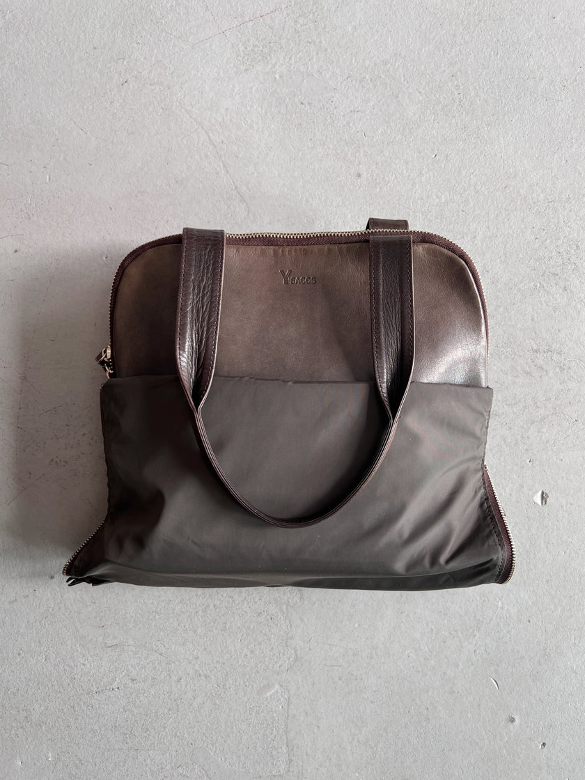 YOHJI YAMAMOTO Y'SACCS - 1990s 2 IN 1 LEATHER AND NYLON BAG