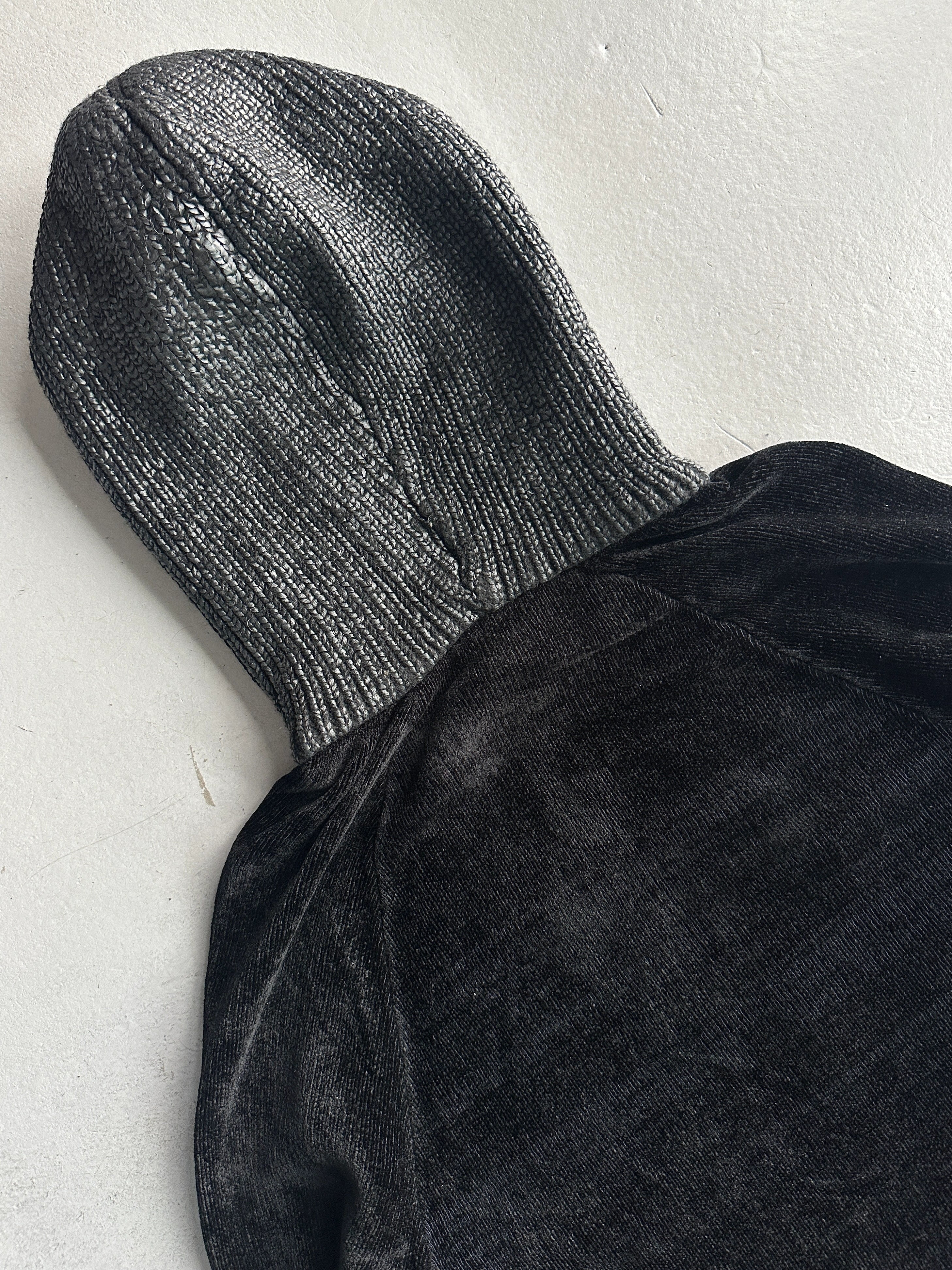 EMPORIO ARMANI - 2000s CHENILLE JUMPER WITH CONTRASTING FRONT AND HOOD