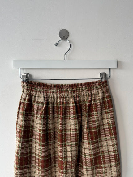 ISSEY MIYAKE HAI - 1980s CHECKED MAXI SKIRT WITH FLARED HEM