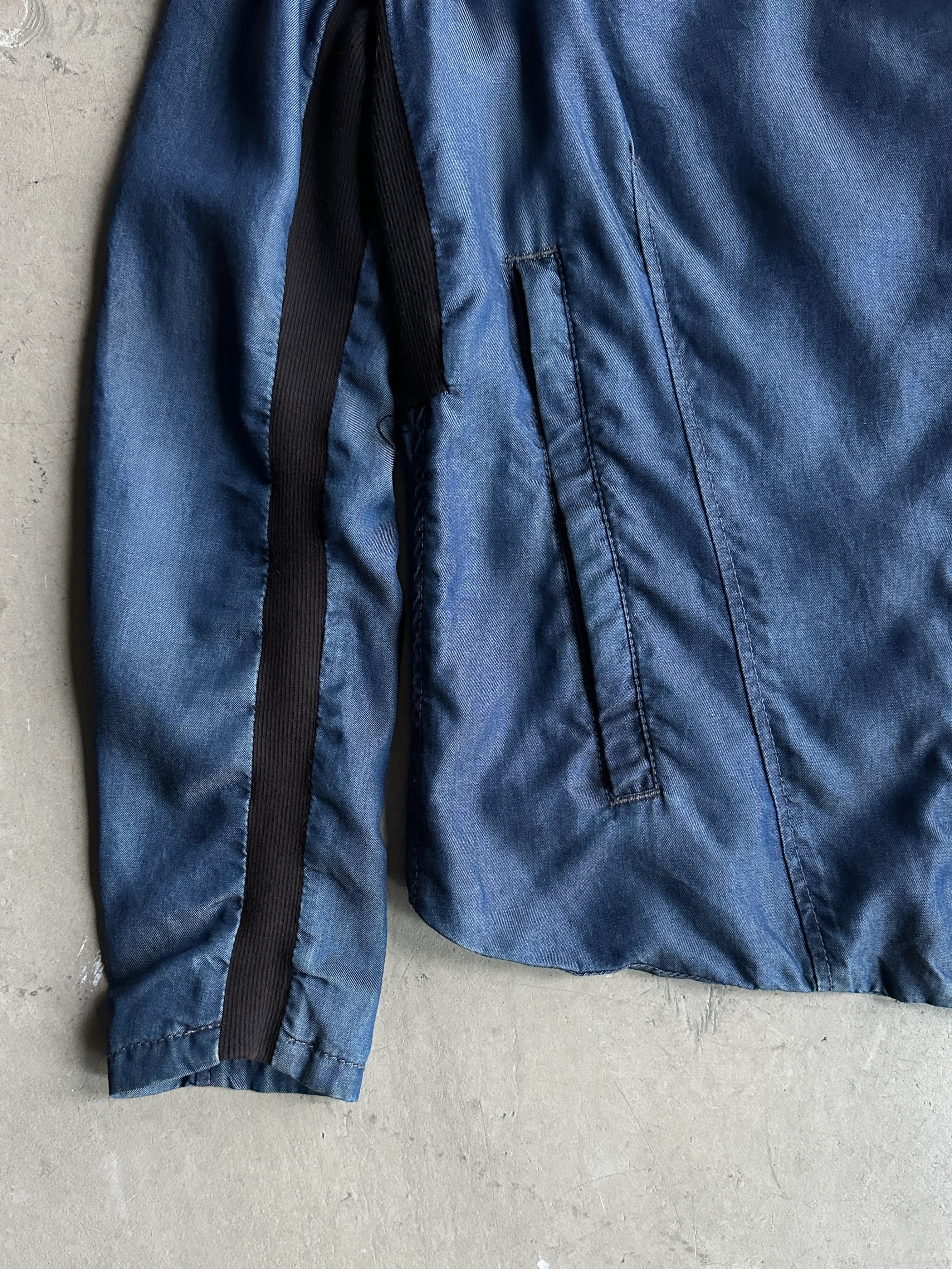 HELMUT LANG - 2000s ASYMMETRICAL ZIP SILKY DENIM JACKET