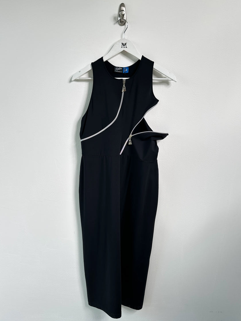 CLAUDE MONTANA - early 2000s JERSEY DRESS WITH ZIP DETAILING