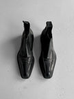 ITALIAN LABEL 2000s LEATHER BOOTS WITH APRON STITCHING