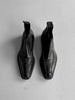 ITALIAN LABEL 2000s LEATHER BOOTS WITH APRON STITCHING