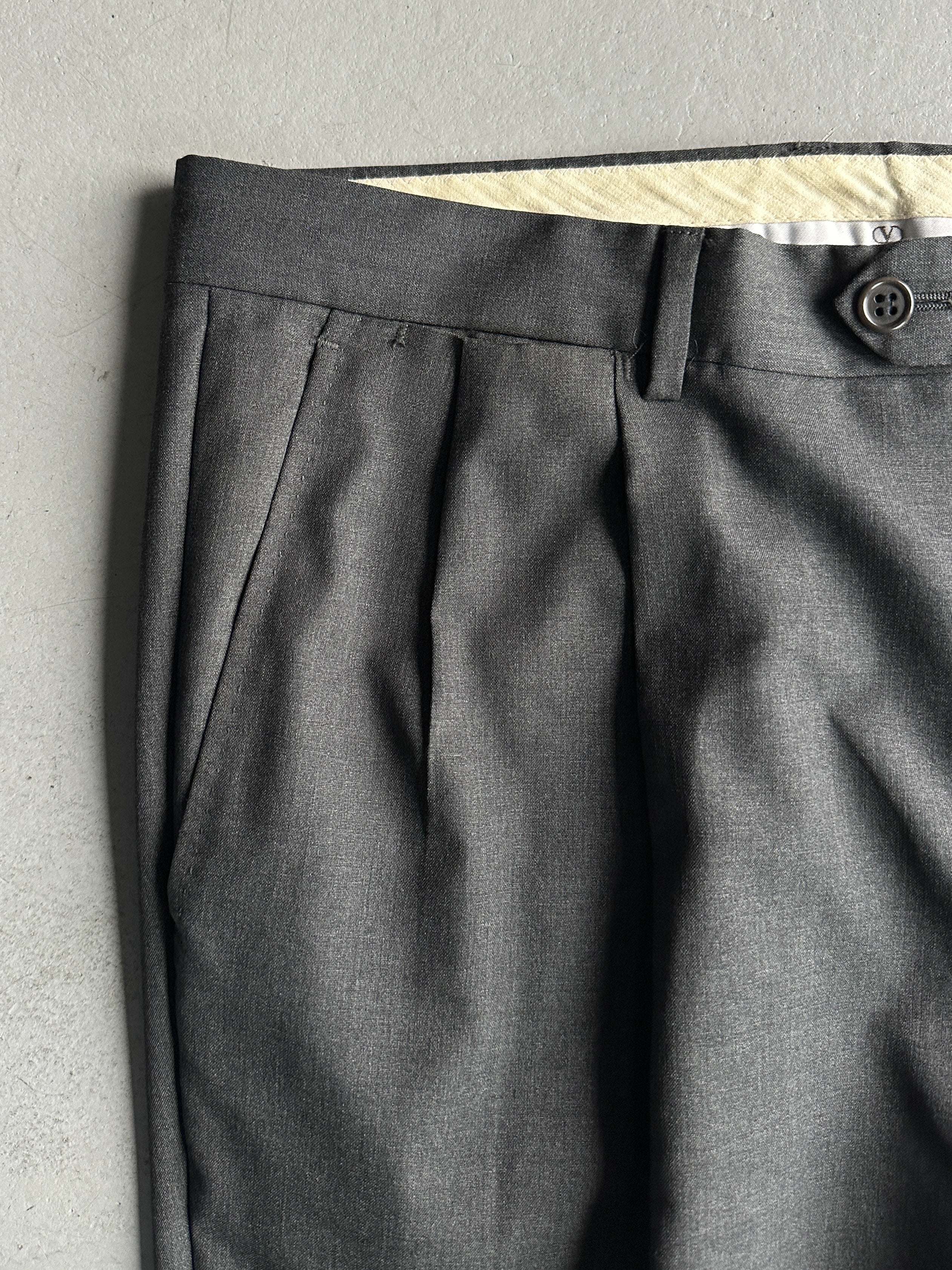 VALENTINO - 1990s TURN UP HEM FRONT PLEATS TAILORED TROUSERS