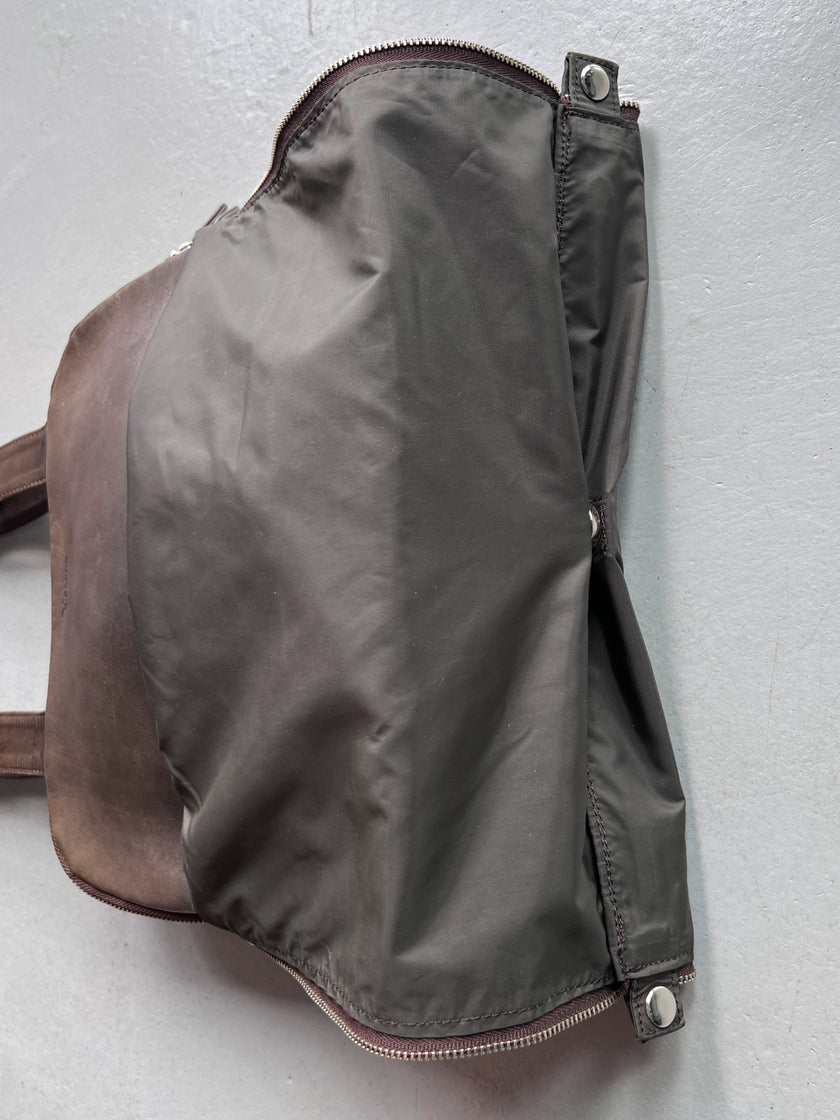 YOHJI YAMAMOTO Y'SACCS - 1990s 2 IN 1 LEATHER AND NYLON BAG