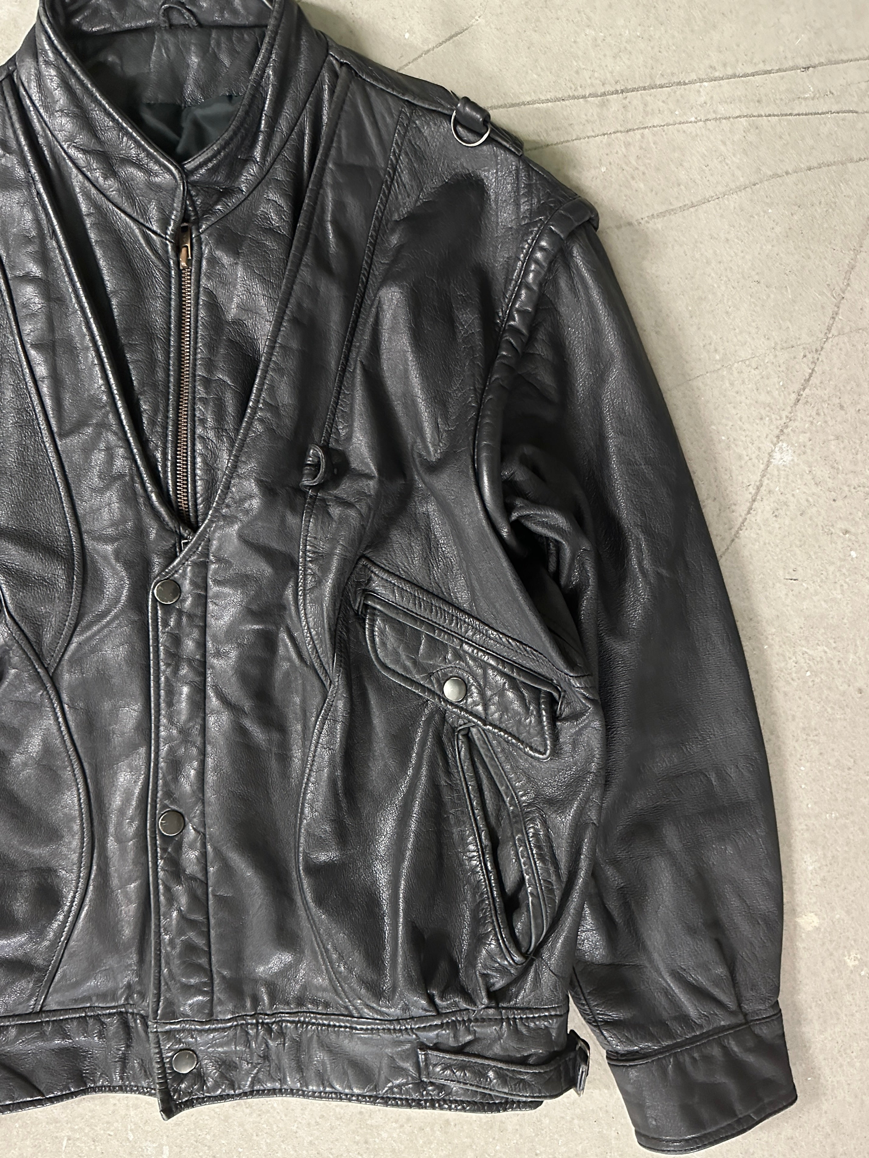 1980s DOUBLE LAYER LEATHER BIKER JACKET