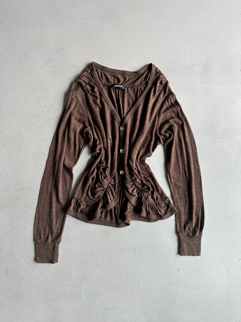 ZUCCA - F/W 2003 RUCHED HEM V NECK CARDIGAN