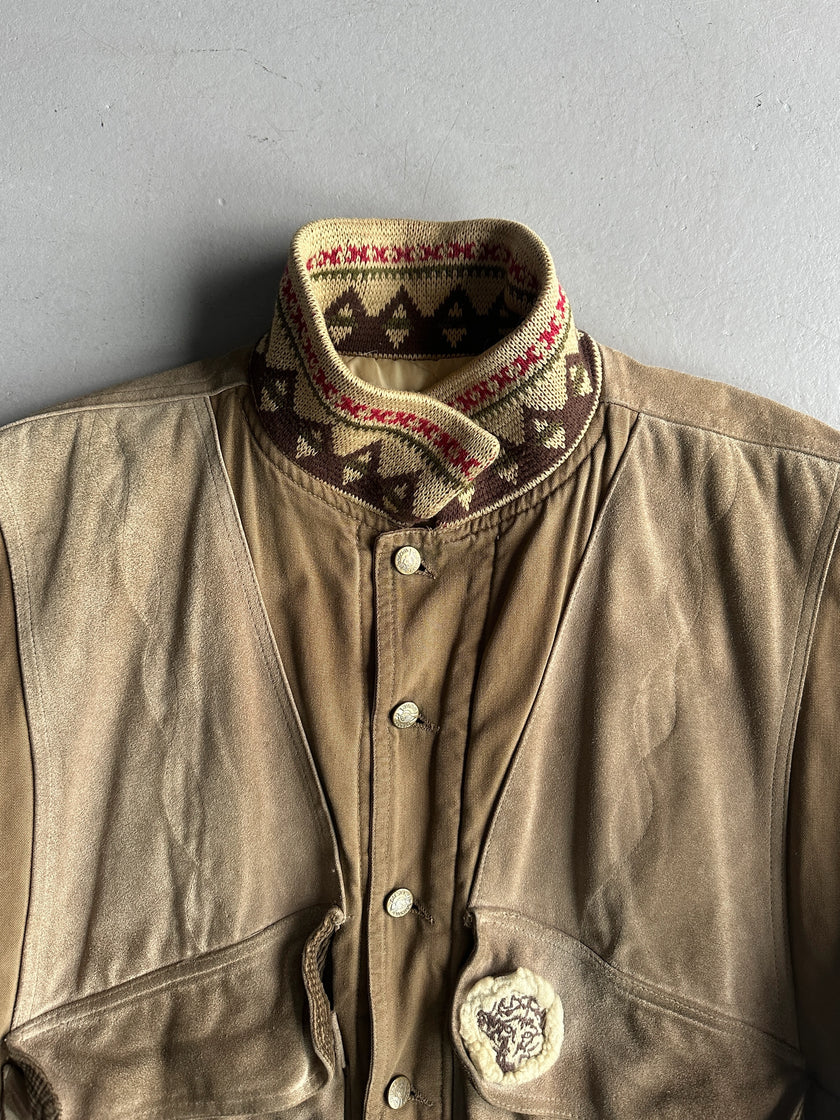 DIESEL - 1980s BOMBER JACKET WITH LAYERED SUEDE PANEL FRONT
