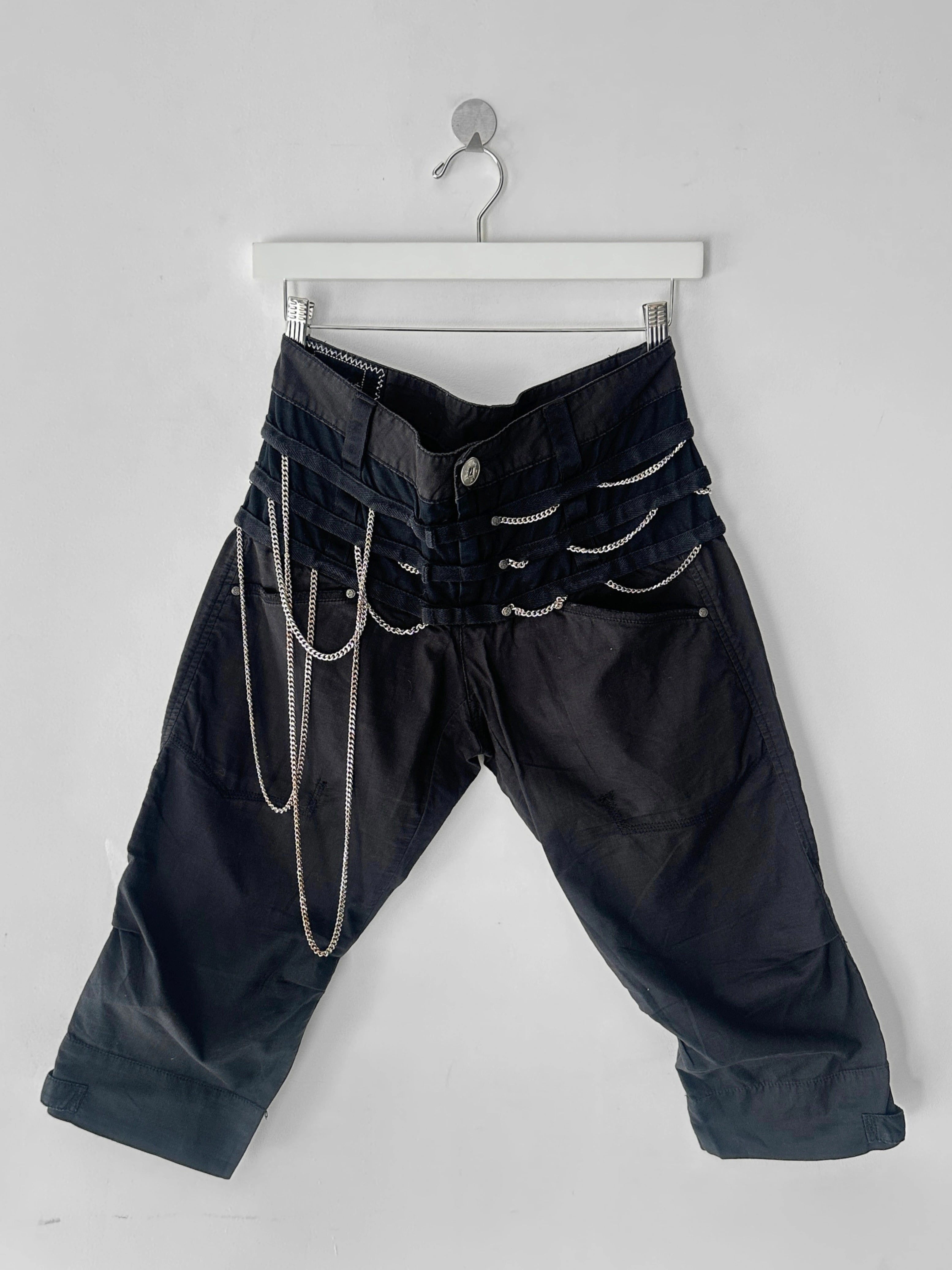 MARITHÉ + FRANÇOIS GIRBAUD - S/S 2008 PANELED CROPPED TROUSERS WITH CHAIN DETAILS