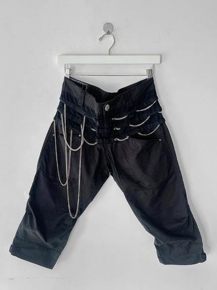 MARITHÉ + FRANÇOIS GIRBAUD - S/S 2008 PANELED CROPPED TROUSERS WITH CHAIN DETAILS