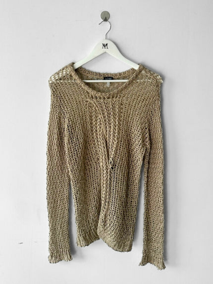 ARMANI JEANS - 2000s OPEN WEAVE KNIT LONG SLEEVE TOP