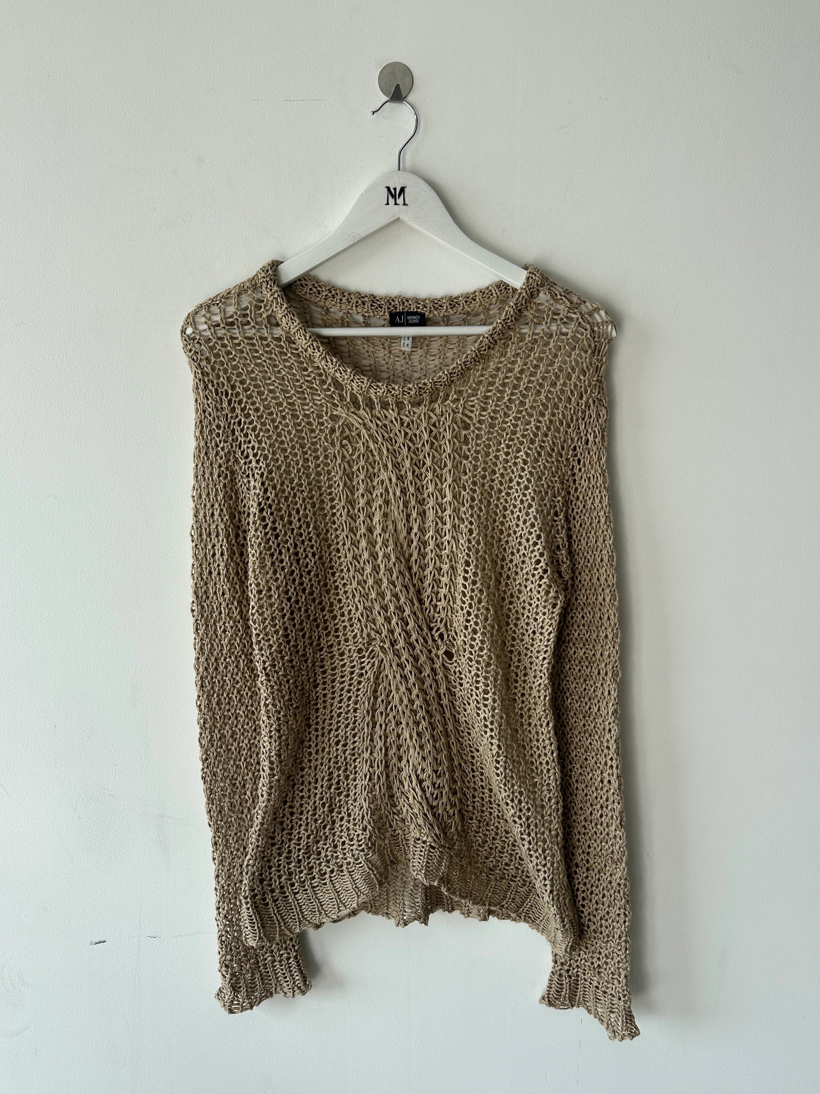 ARMANI JEANS - 2000s OPEN WEAVE KNIT LONG SLEEVE TOP