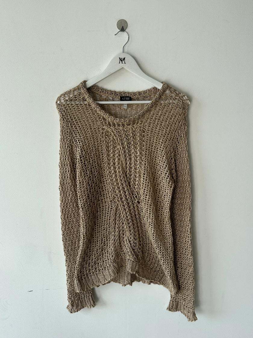 ARMANI JEANS - 2000s OPEN WEAVE KNIT LONG SLEEVE TOP
