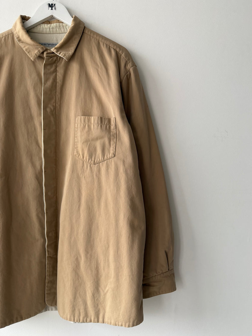 EMPORIO ARMANI - 1980s TEXTURED SHIRT WITH CONTRASTING LINING AND UNDER COLLAR