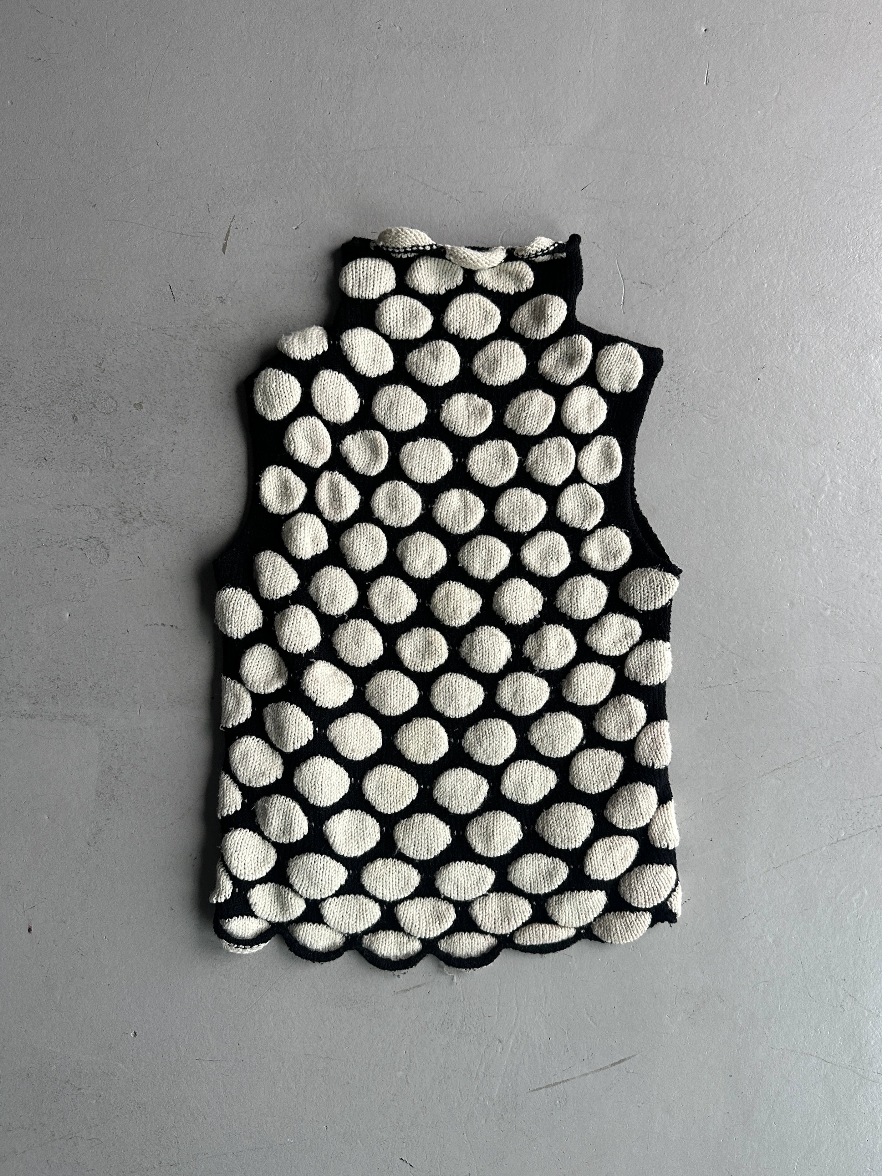 EMPORIO ARMANI - F/W 2002 BUBBLE FRONT HIGH NECK VEST KNIT TOP