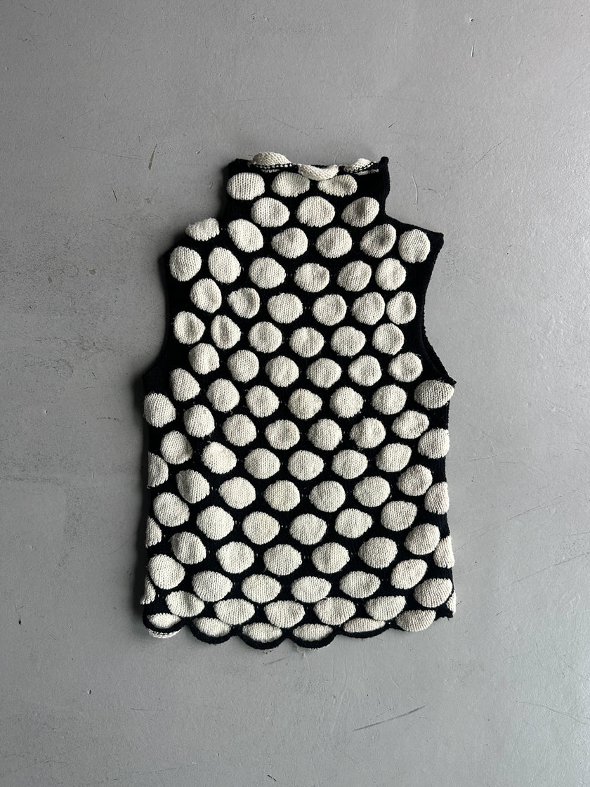 EMPORIO ARMANI - F/W 2002 BUBBLE FRONT HIGH NECK VEST KNIT TOP