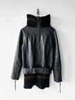 JAPANESE LABEL - late 1990s LEATHER JACKET WITH KNITTED HEM AND ZIP AT BACK