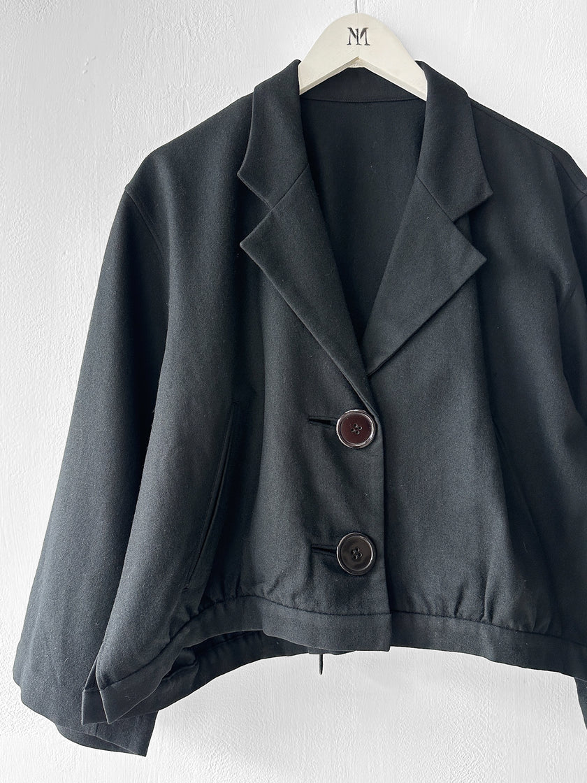 YOHJI YAMAMOTO Y's - 1980s BOXY WOOL JACKET WITH BACK BUCKLE STRAP