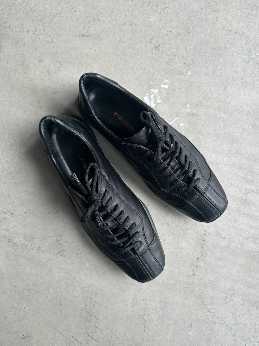 PRADA LINEA ROSSA - 2000s SQUARE TOE LEATHER SNEAKERS
